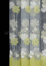 Тюль с зелеными цветами